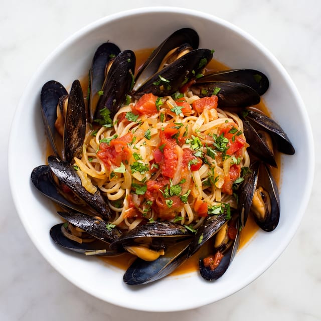 Mussels with Spicy Fra Diavolo Sauce.